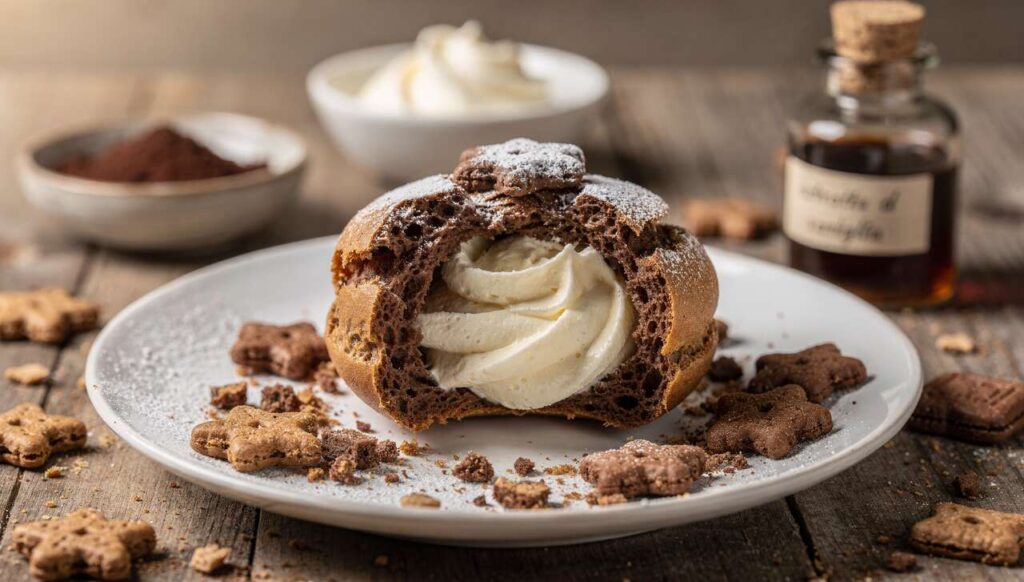 Zeppole Pan di Stelle al forno: ricetta facile con pasta choux al cacao e crema al mascarpone - i pasticci(ni) di Nina